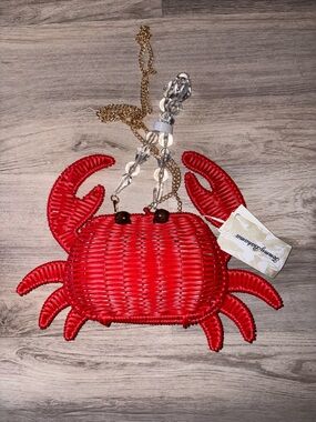 Tommy Bahama Red Wicker Crab Crossbody Bag Purse NWT